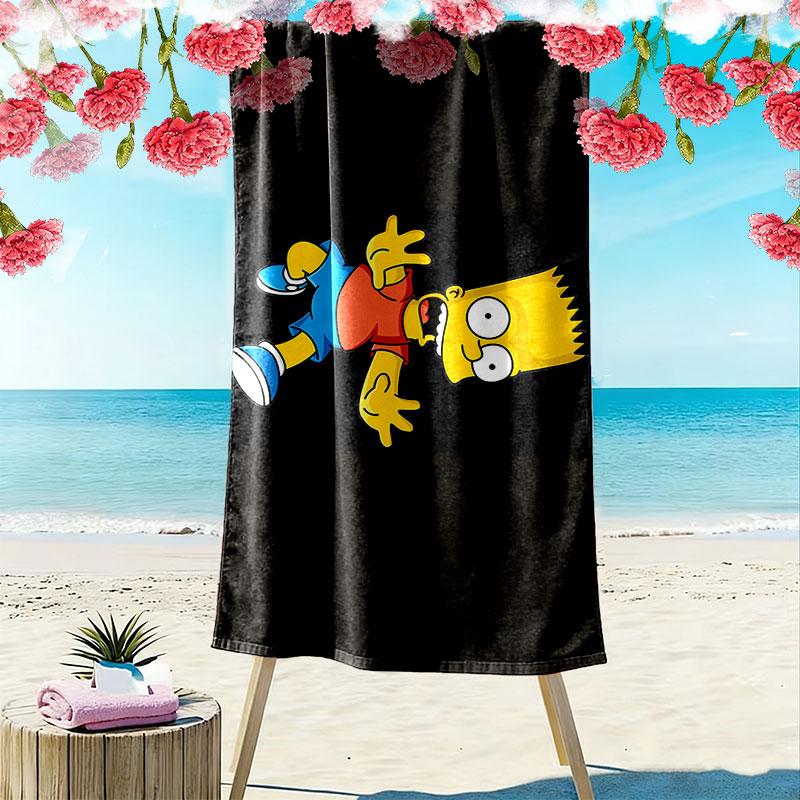 Bart Simpson The Simpsons Print Beach Towel, Large Soft Quick Dry Towel for Beach Camping Swimming