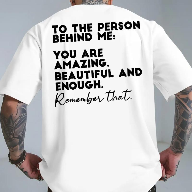 Unisexs Red Inspirational Back Printed Tshirt The Person Behind Me Inspirational Quotes Summer Beach Shirt Daily Dressing