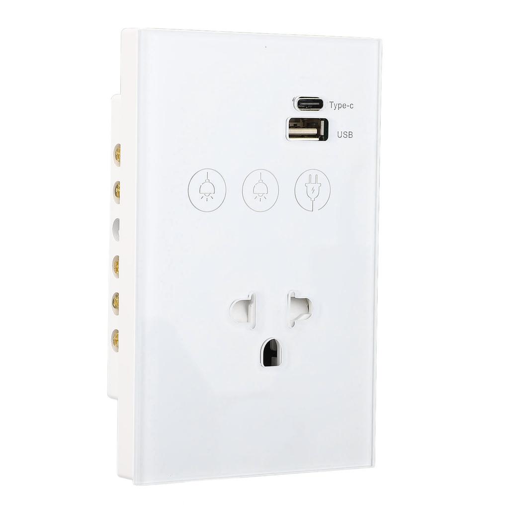 Smart Wall Outlet 2.4G WiFi Touch Light   Voice Remote Control Smart Plug with USB and Type C   Port for  