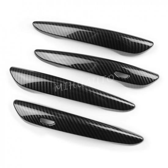 Carbon Fiber Car Door Handle Cover Trims w/ Keyless For -2024 Mazda 3 CX-30