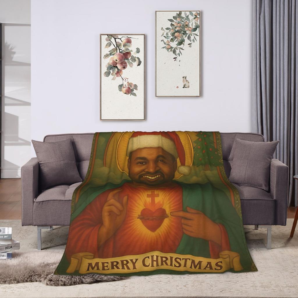 Kanye Meme Xmas Super Soft Blanket Kids Adult Plush Bedding Throws Street Trend Couch Chair Flannel Bedspread Sofa Bed Cover