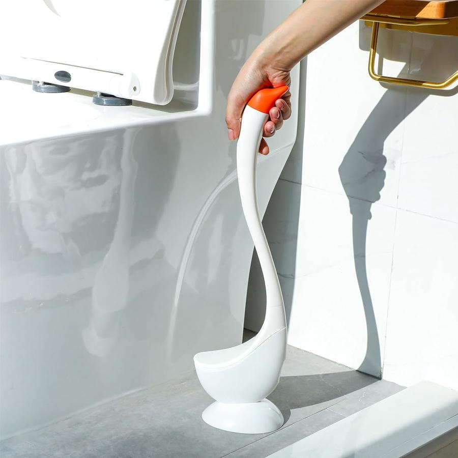 Элегантная туалетная щетка в виде лебедя с подставкой, Инструмент для чистки ванной комнаты с длинной ручкой, Легко чистить, Декоративный набор аксессуаров для туалета