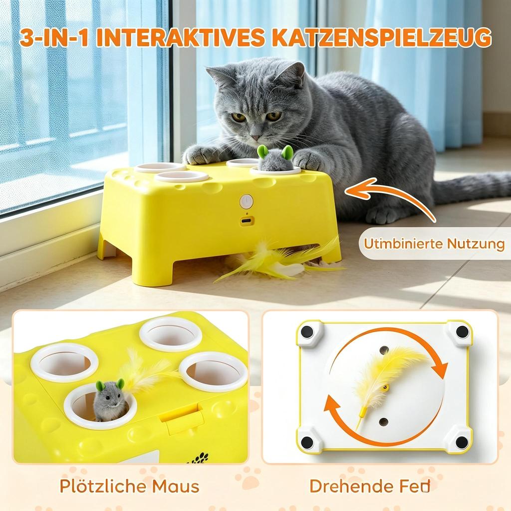 Interactive Toy for Indoor Cats, Rechargeable, 3 Adjustable Modes Calm Intelligent