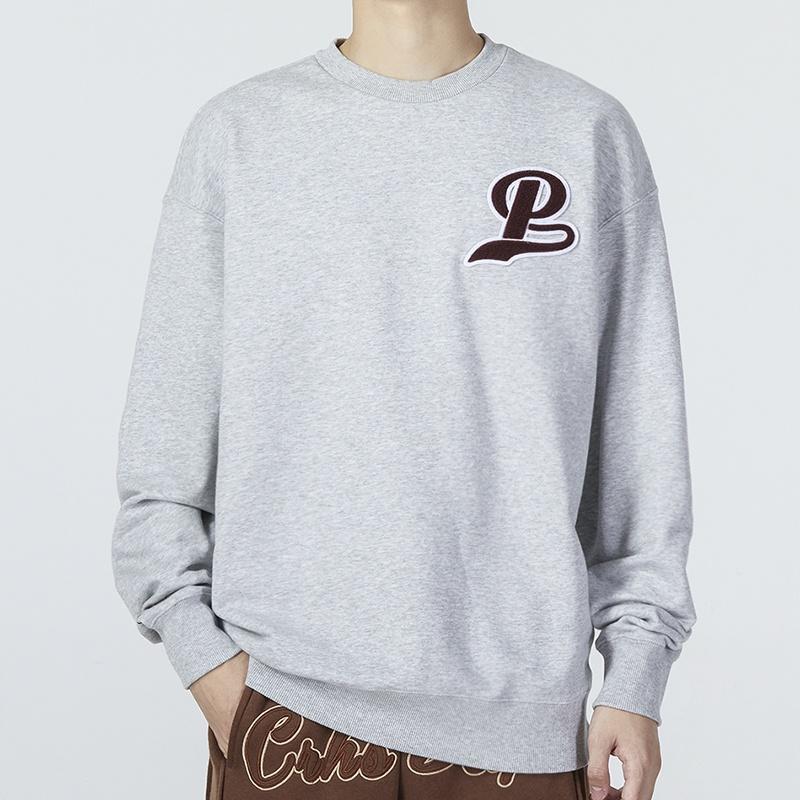 PUMA Team Crew Logo Sweatshirt 'Grey Burgumdy' Men's 539268-04
