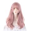 GhostNef Pink Long Curly Light Plum Lolita Full Wig for Everyday Highly Easy To Heat Korean Harajuku with Net Women's Wig, Pink, Use, Cosplay,