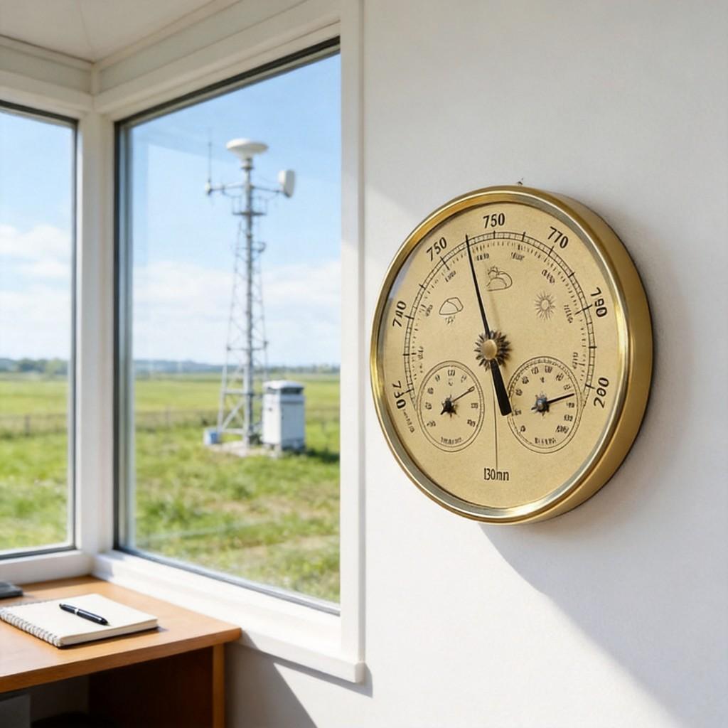 Modern Minimalist Metal 130mm Round Pressure Barometer With Temperature And Humidity Gauge For Home Decor