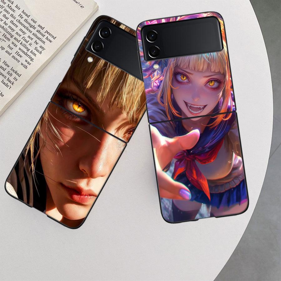 Чехол для телефона аниме Химико Тога для Samsung Z Flip 7 6 5G Galaxy Z Flip 5 4 3 Черный Жесткий Чехол-Крышка Роскошный ПК Корпус Coque