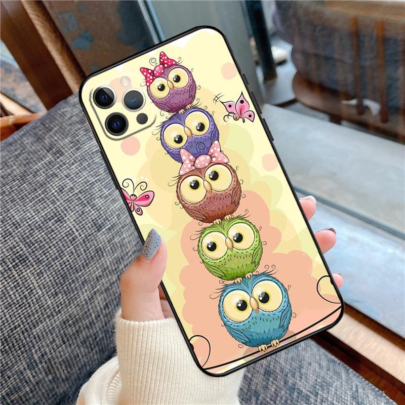Милый Мультяшный Чехол-Сова для iPhone 16 15 14 12 11 13 Pro Max 12 13 mini XR 15 16 Plus 16e Защитный Корпус