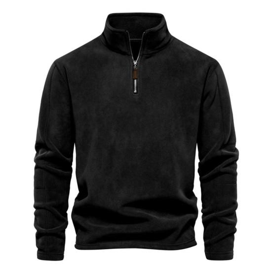 Мужская толстовка осень-зима с застежкой-молнией и воротником-стойкой, длинные рукава, однотонная