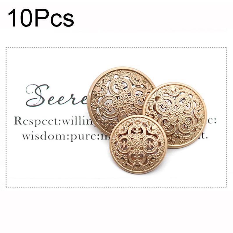 10PCS Carved Golden Hollow Buttons Clothing Handmade Sewing DIY Fashion European Decorative