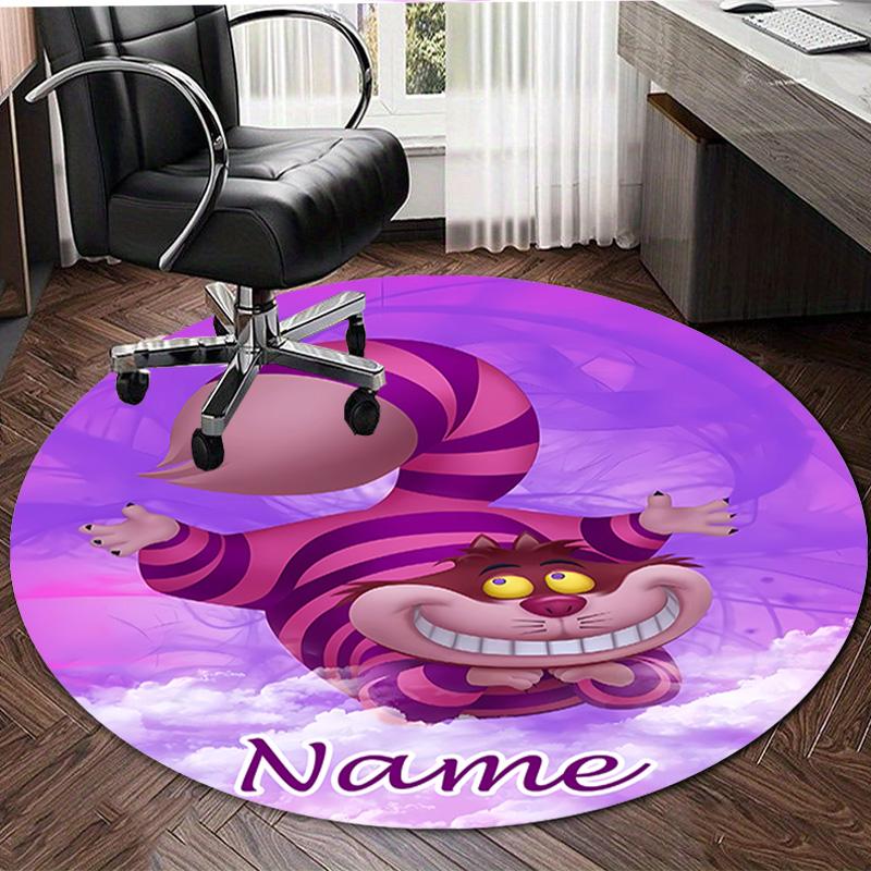 Personalized C-Cheshire cat Round Chair Office Rug - Perfect for Mat, Office Chair & More - Ideal Gift for Birthdays and Holidays