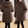 Куртки на пуху для среднего и пожилого возраста Зимние Новые средней длины Повседневные Утепленные хлопковые куртки