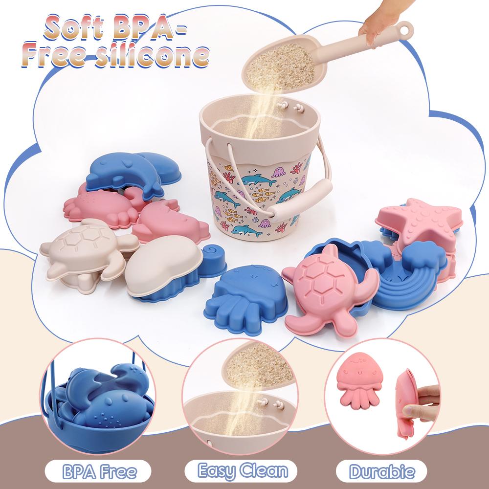 Детский набор силиконовых пляжных игрушек на открытом воздухе, лопата для копания пляжного песка, инструменты для детского купания и игры в воде, портативное ведро