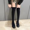 Модные женские ботфорты Сексуальные облегающие ботфорты-чулки выше колена Осенние Весенние Зимние Толстые Длинные Нескользящие На платформе Удобные Туфли для ночного клуба
