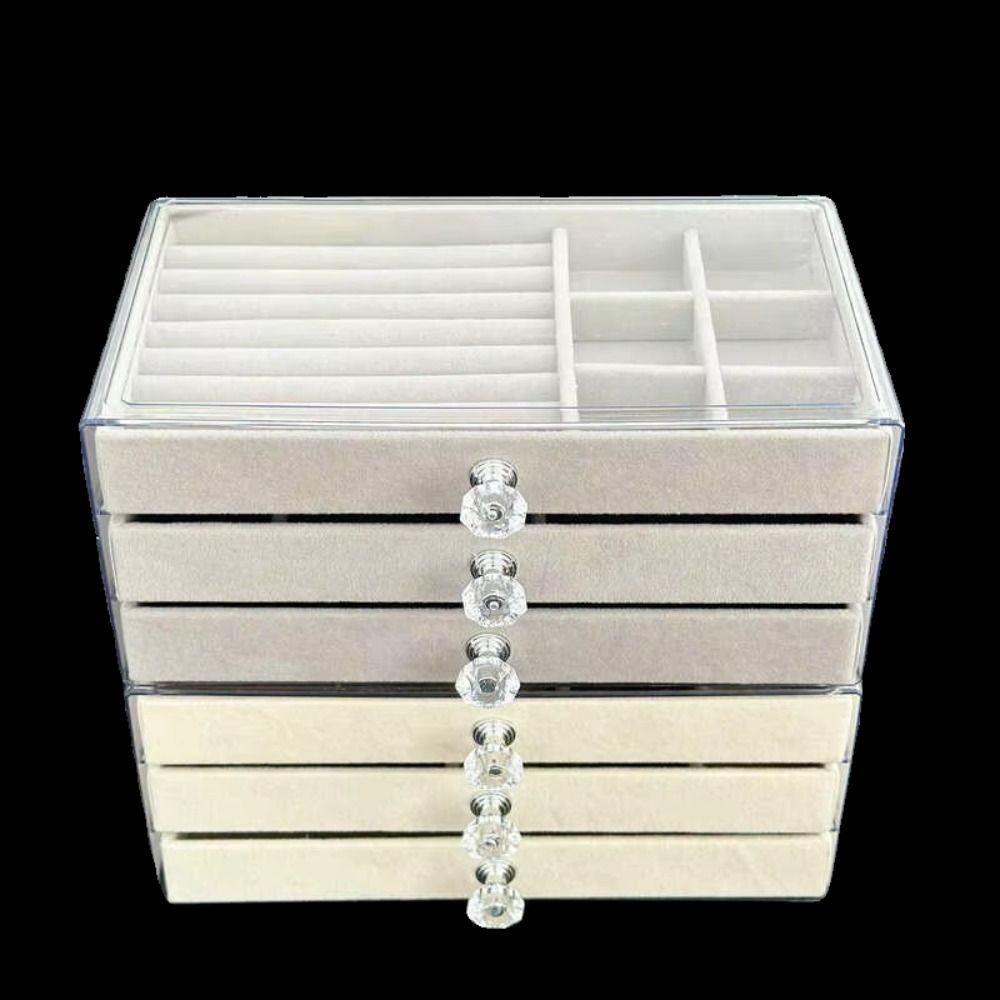 High-Capacity Drawer Storage Box Transparent Earrings Necklaces Storage Desktop Use