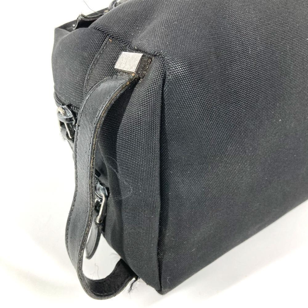 GUCCI 02888 Logo W Zip Zip Bag Pouch Clutch Bag with Handle Leather/Canvas Black