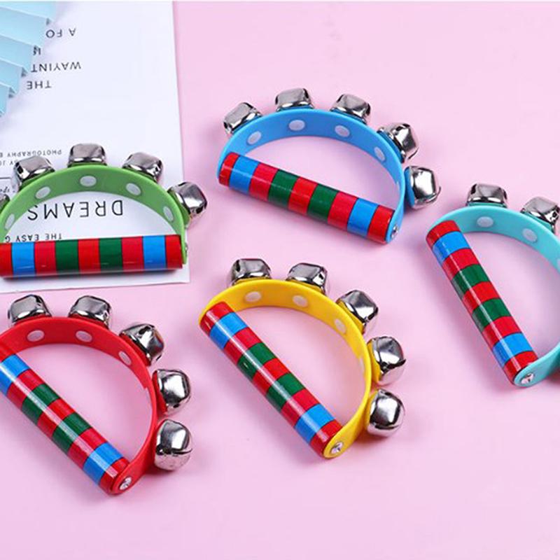 Children's Music Learning Prop: 1PC Handbell with Wood Handle and Five Jingle Bells