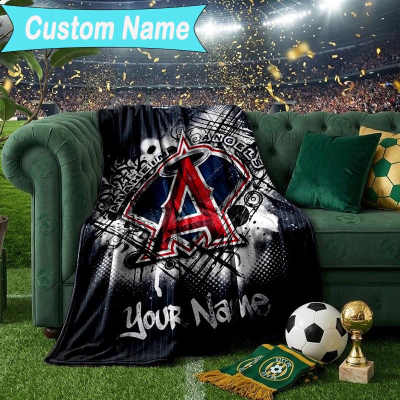 Custom Name Blanket Anaheim Braves Graffiti Art Blanket Bedding Blanket for Travel, Camping, Living Rooms, Offices, Sofas, Fan Christmas gift