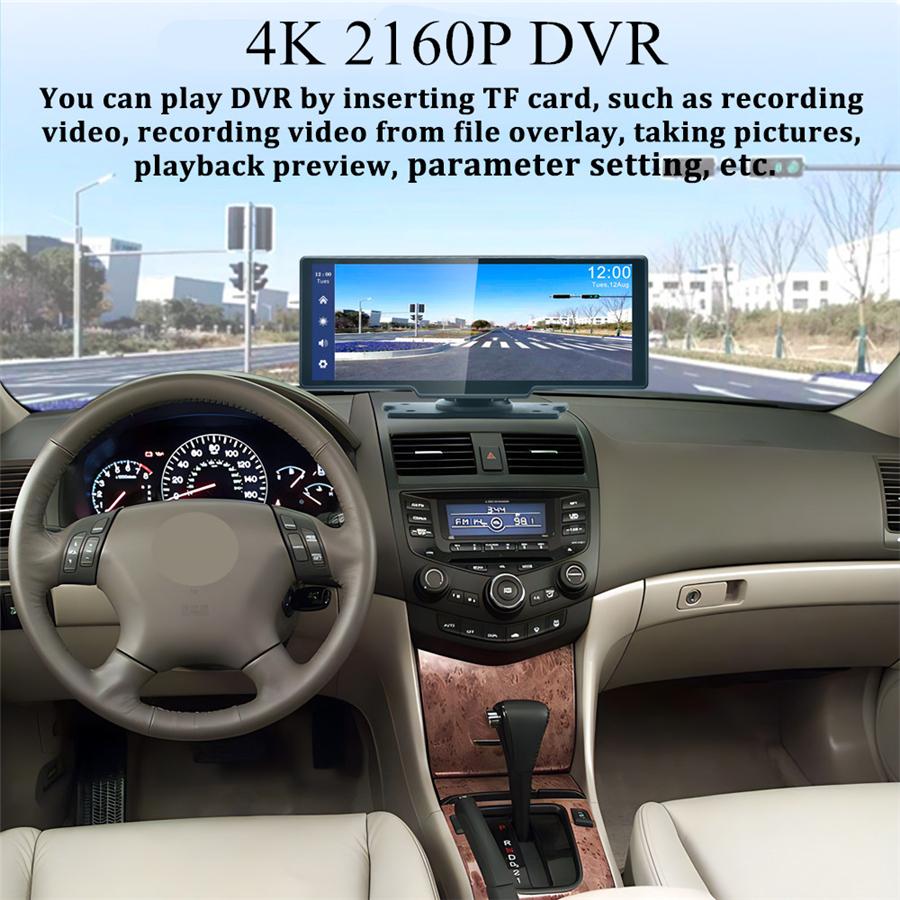 10.26" 4K Автомобильный видеорегистратор Поддержка Carplay Android Auto WiFi+ Задняя камера