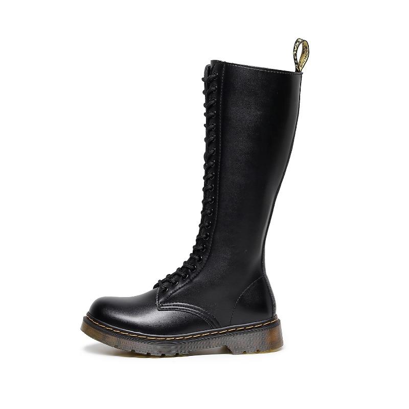 Женские ботинки с отверстиями, верхний слой, натуральная коровья кожа, ботинки Мартина, ботинки-кексы на толстой подошве, короткие ботинки, круглая голова, тренд