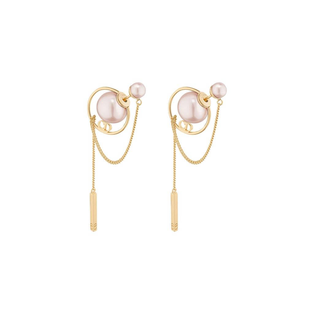 Dior Tribals Pearl Pendant Metal Resin Earrings Women earrings Pink E0956TRIRS_D304