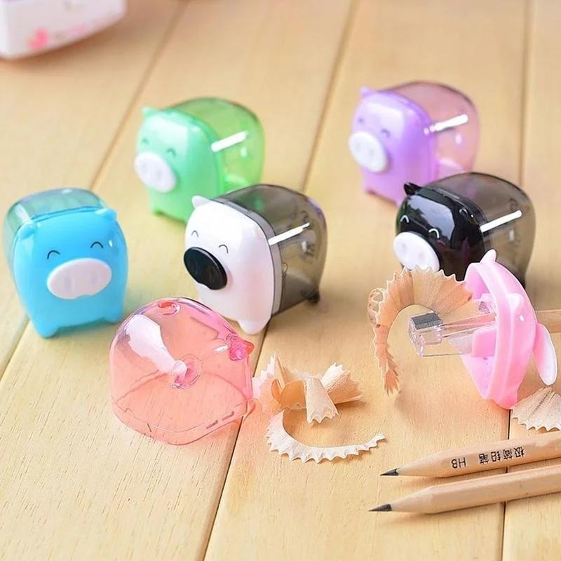 3 Pcs Cute Pig Animal Shaped Pencil Sharpeners Kid's Favorite School and Office Supplies Korean Stationery Multicolor Color