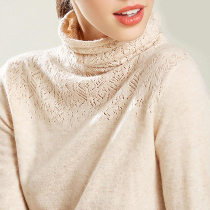 Women S Slim Fit Knitted Sweater Long Sleeve Turtleneck Hollow Out Pullover
