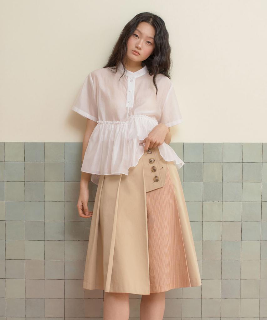 Sennyu Point Stripe Pleats Skirt