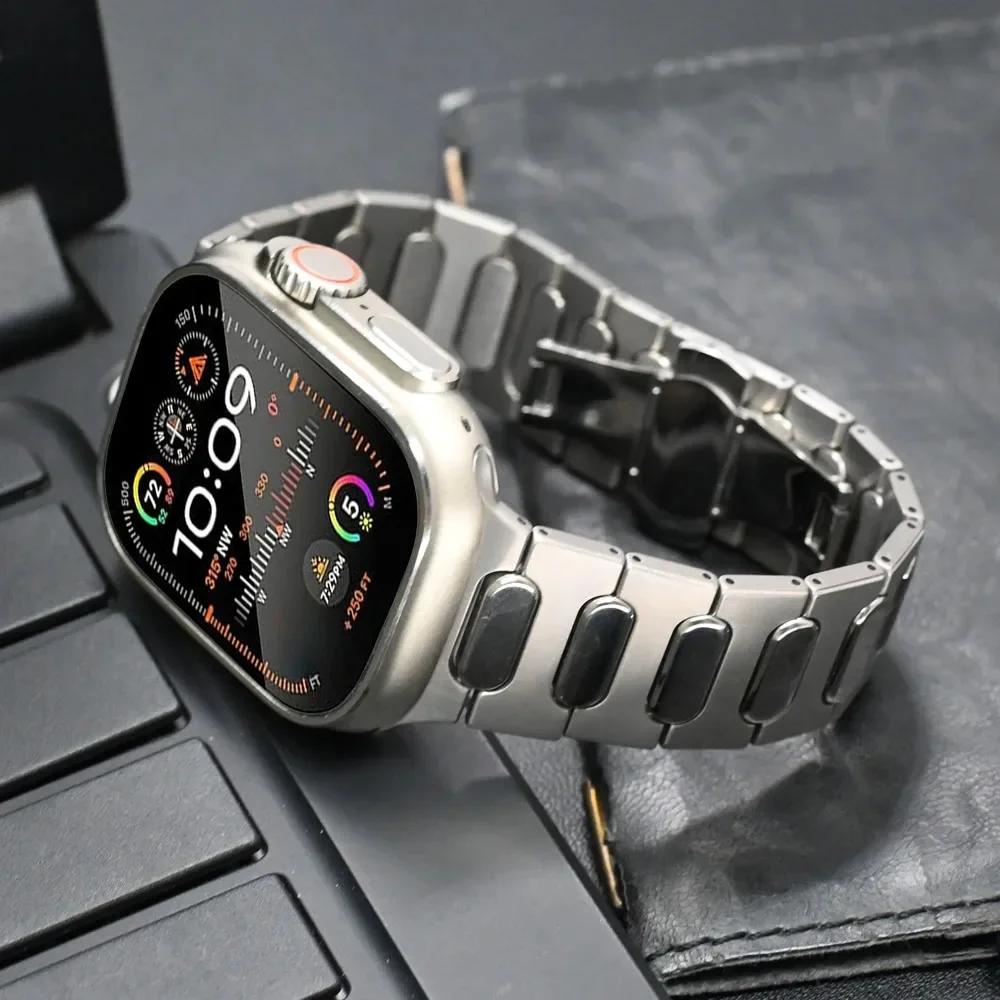 Титановый ремешок для Apple Watch Ultra 3 2 49 мм 9 45 мм Мужской ремешок для iwatch Серии 11 10 6 5 Se 44 мм 46 мм Металлический ремешок для часов Браслет