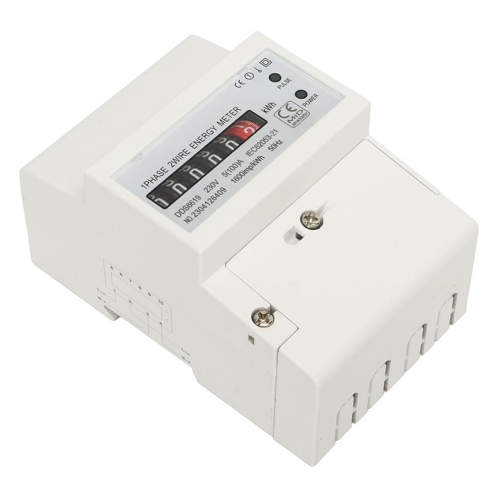 Счетчик электроэнергии однофазный DIN-рейка Ваттметр потребления энергии Измеритель энергии Монитор использования электроэнергии 230В 5(100)К