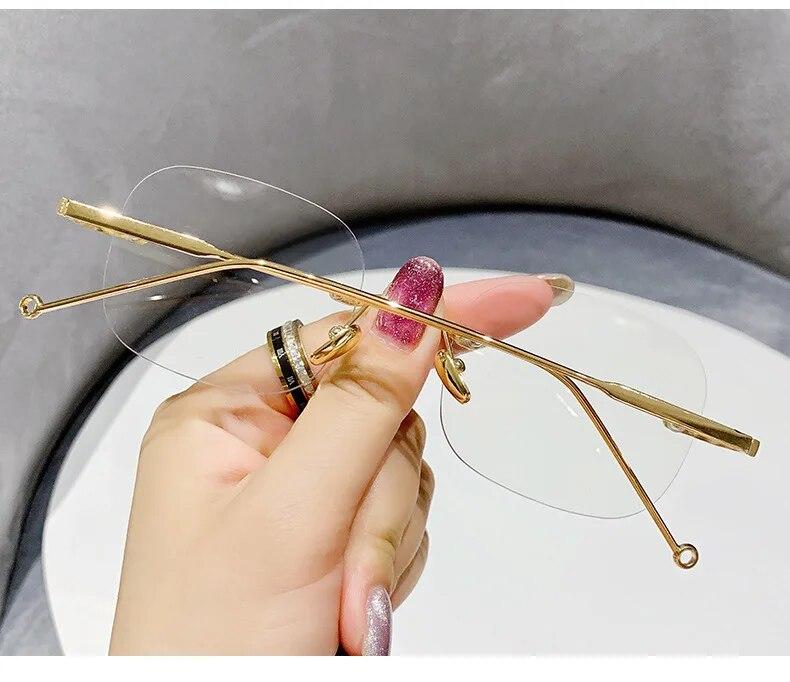 Модные очки для близорукости, унисекс, квадратные, безрамочные, с анти-синим светом, ультра-легкие металлические, высококачественные, для женщин и мужчин, без очков