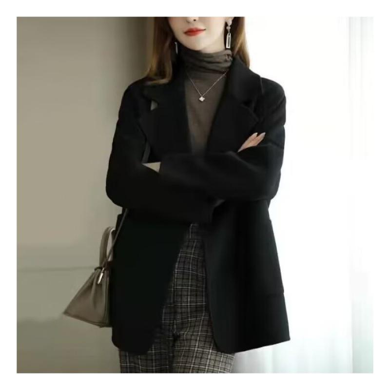 2023 Autumn/Winter Women's High-End Thick Herringbone Wool Coat - Casual Trendy Design
