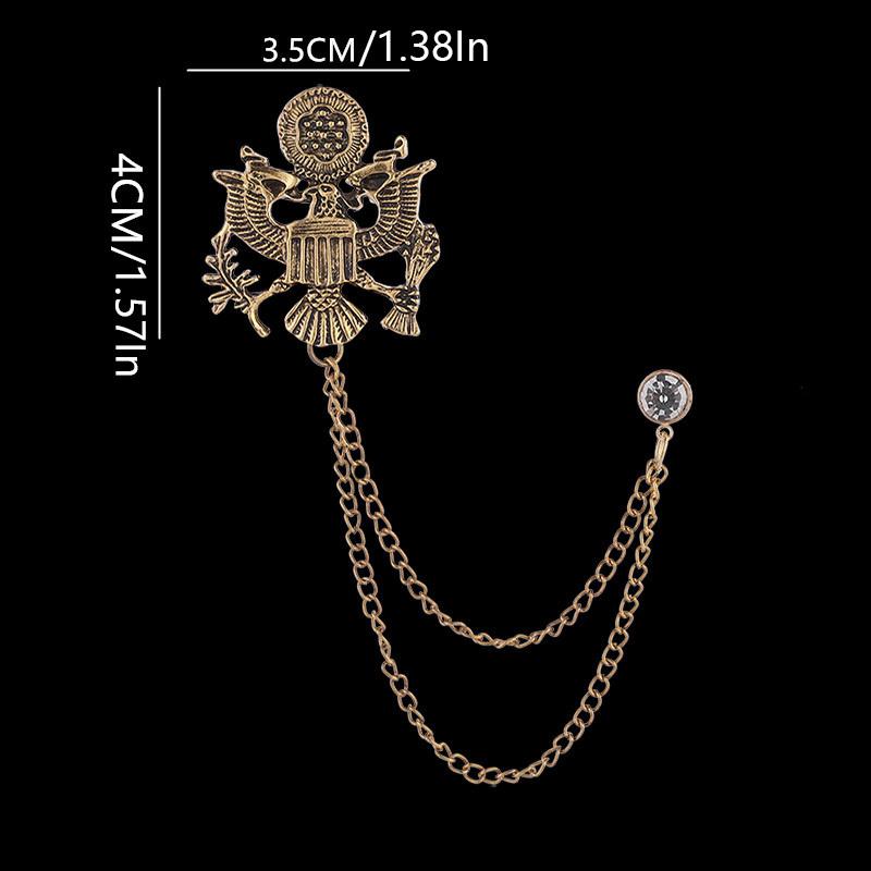 Брошь в форме орла, ретро-панк, мужская мода, изысканный костюм с животным узором, рубашка, джинсовый воротник, цепочка с кисточками, броши, ювелирные аксессуары, подарки