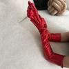 Hip-pop Leather Gloves Skinny Etiquette Mittens Elastic Long Gloves  Girl