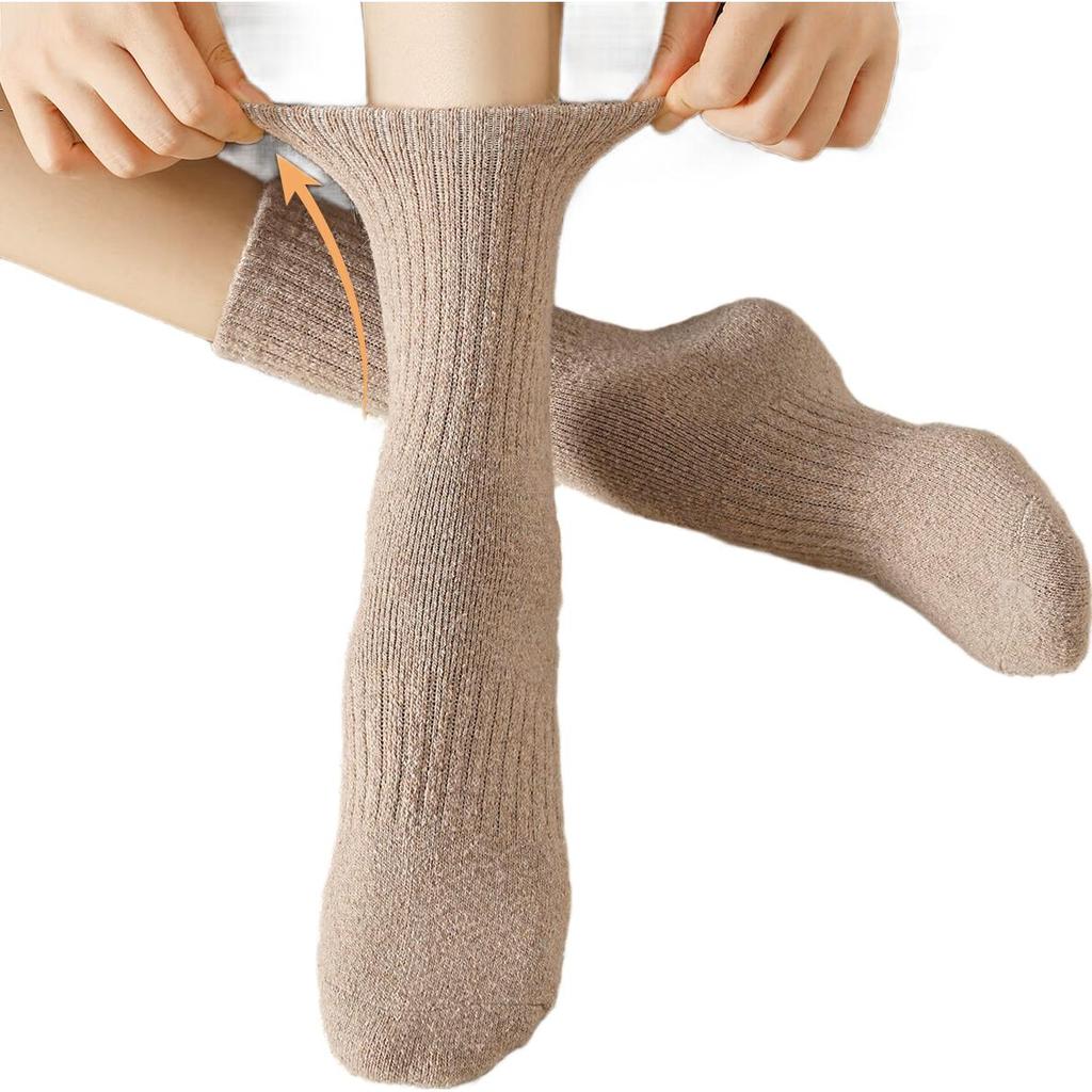 YUZHAOLIN Women's Wool Socks Autumn Winter Mid-Calf Thickened Fleece Lined Terry Socks Thermal Cold-Resistant Long Socks