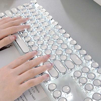 Игровая механическая клавиатура, белая панк-клавиатура, 87/104 клавиши, компьютерная клавиатура, клавиатура для ноутбука, русский, английский для игрового ноутбука, ПК