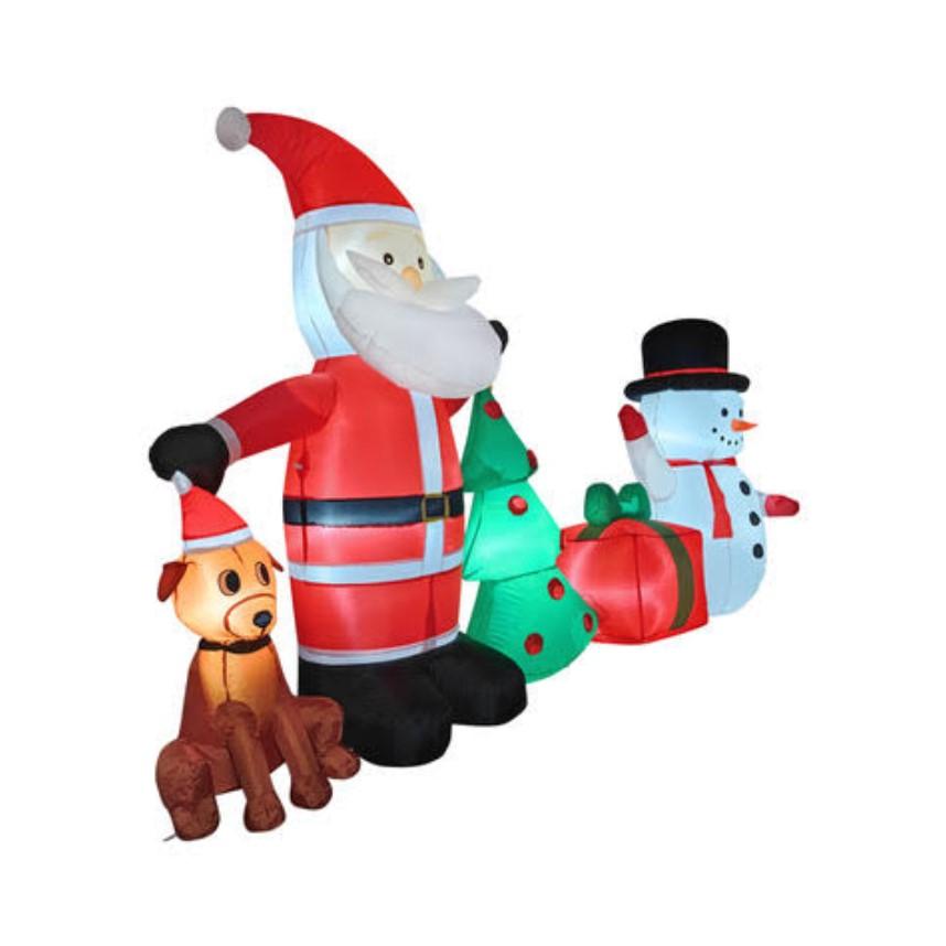StarryLights Inflatable Christmas Decoration 150 x 250 cm - Santa Claus, Snowman, Christmas Tree, Gift and Dog