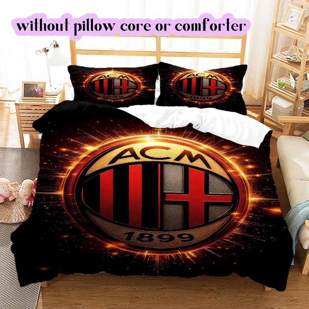 Ac Milan Pattern Bedding,Quilt Set Quilt Cover Pillowcase Home Birthday Gift (1*duvet cover+2*pillowcase,without core)