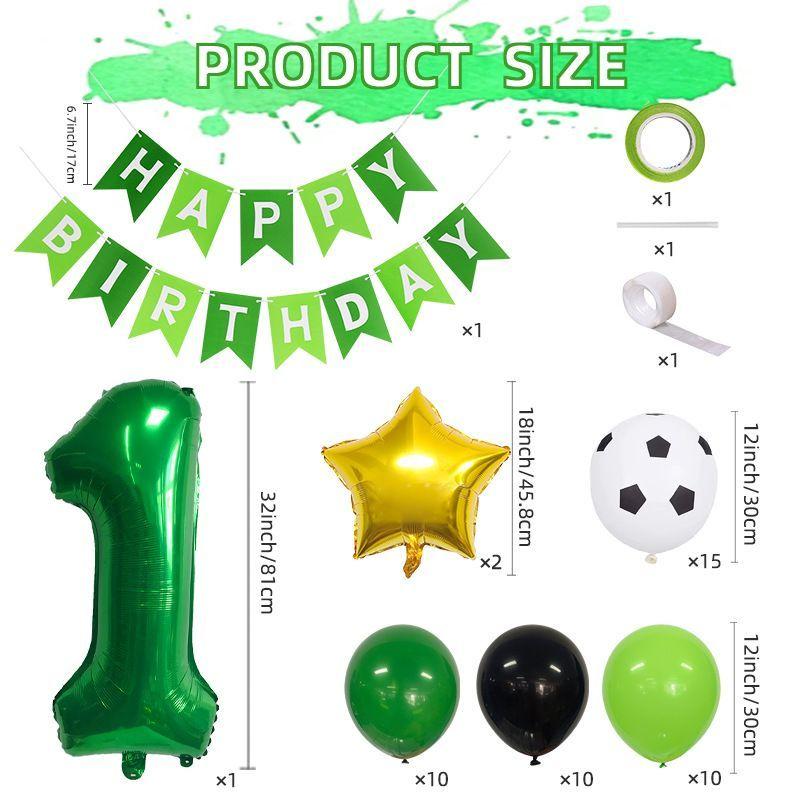 Soccer-Themed Birthday Number Aluminum Foil Balloon Set for Children's Birthday Party Decorations