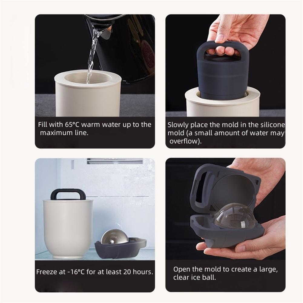 Ice Ball Maker Molds Silicone Slow-Melting 10.8x10.8x15cm Diameter 64MM For Cocktails, Juice, Iced Coffee DIY Ball Maker Molds