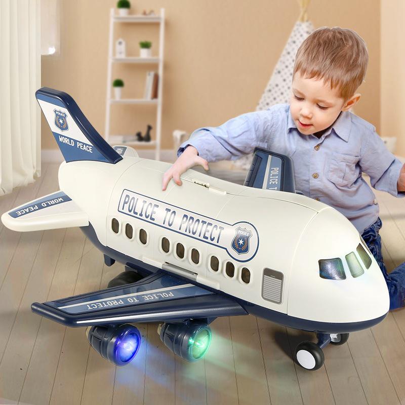 Extra Large Transforming Airplane Toy with Music and Storage Features for Kids