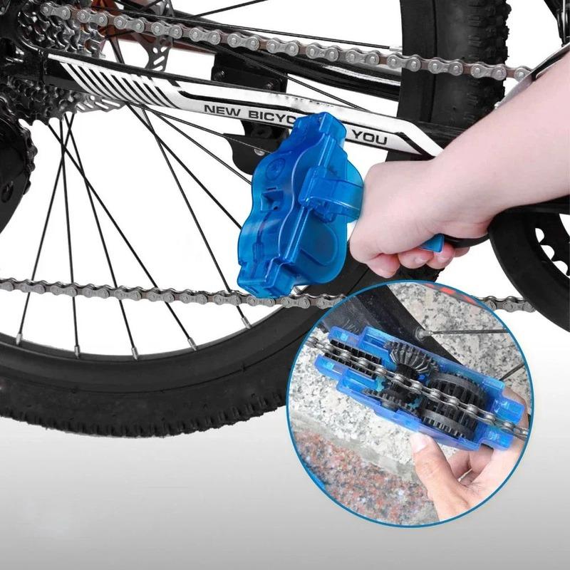 Hands-Free Bicycle Chain Cleaner Motorcycle Chain Scrubber Multi-Angle Degreasing Tool Fast Chain Washer Bike Moto Maintenance