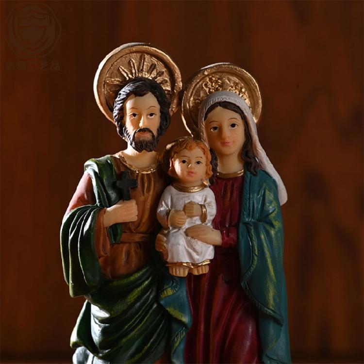 Holy Family Statue with Child Catholic Standing Figurine Religious Gift for Home Decors Desktop Table Ornament