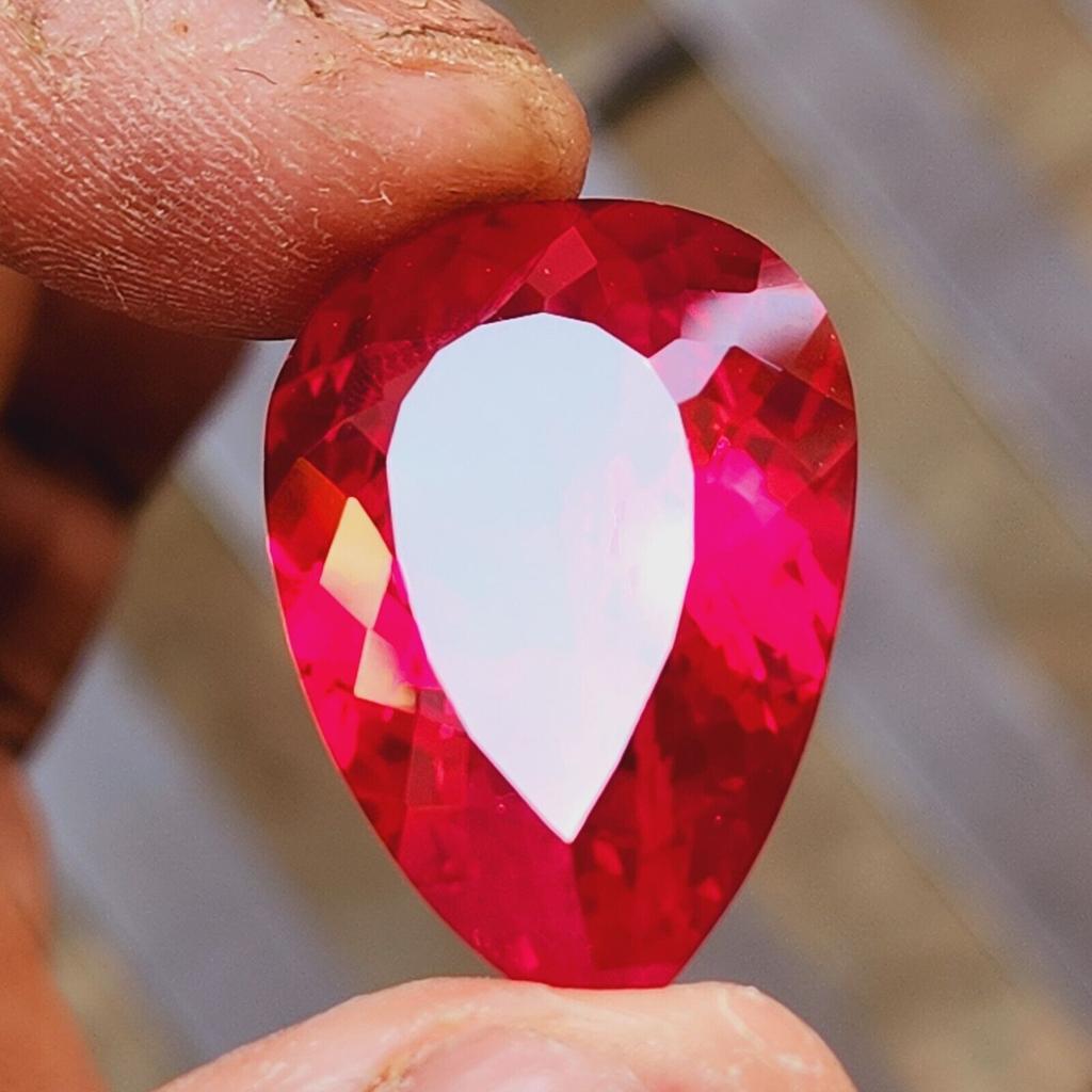 39 Ct Natural Mozambique Rich Red Ruby Pear Shape Certified Loose Gemstone
