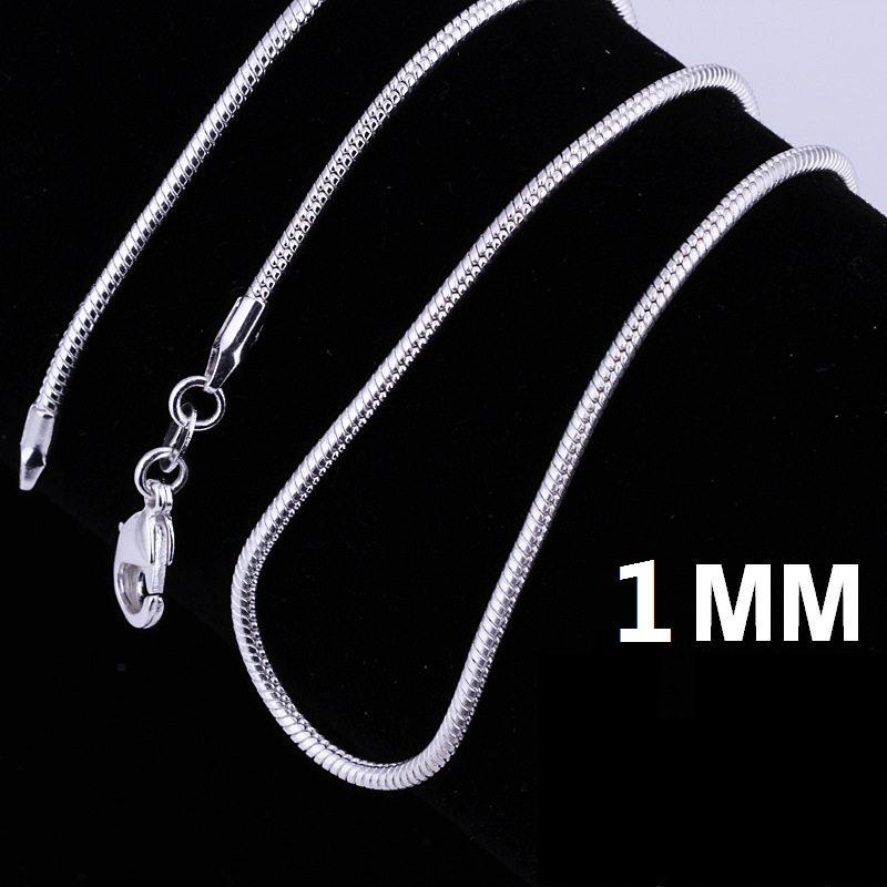 Fashion Trend Jewelry S925 Silver Plated 1MM Snake Chain with Chain Snake Bone Chain