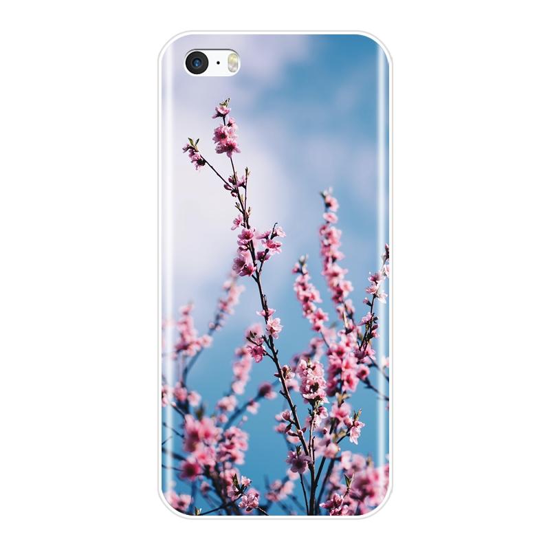 Эстетический чехол для телефона с розовым цветком вишни и сакуры для iPhone 5 S 5C 5S SE, мягкая силиконовая задняя крышка для Apple iPhone 4 S 4S