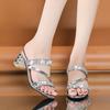 Summer New Women's Sandals and Slippers with Medium Heel Thick Heel Women's Slippers with Open Toe High Heel Rhinestones