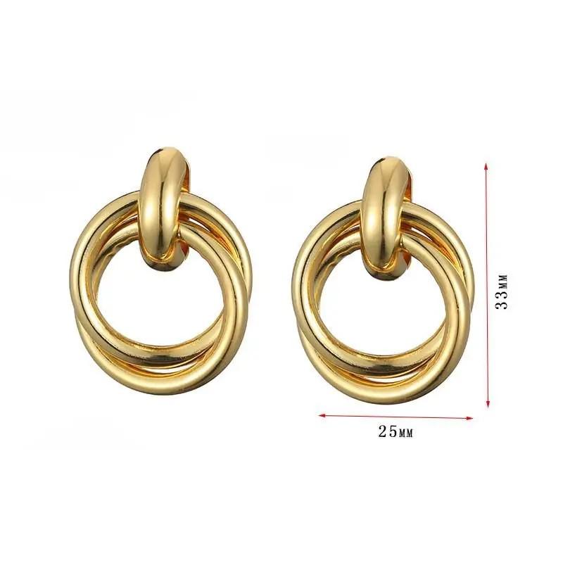 Fashion Vintage Gold U Earrings For Women Metal Earing Jewelry Trending New Korean Silver Oval Hoop Earrings