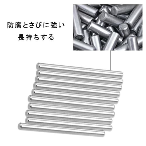 10-Piece Set of 304 Stainless Steel Dowel Pins, Knock Pins, Shelf Support Pins, Insert Type, Straight, for Shelf Supports, Silver (M3*40mm)