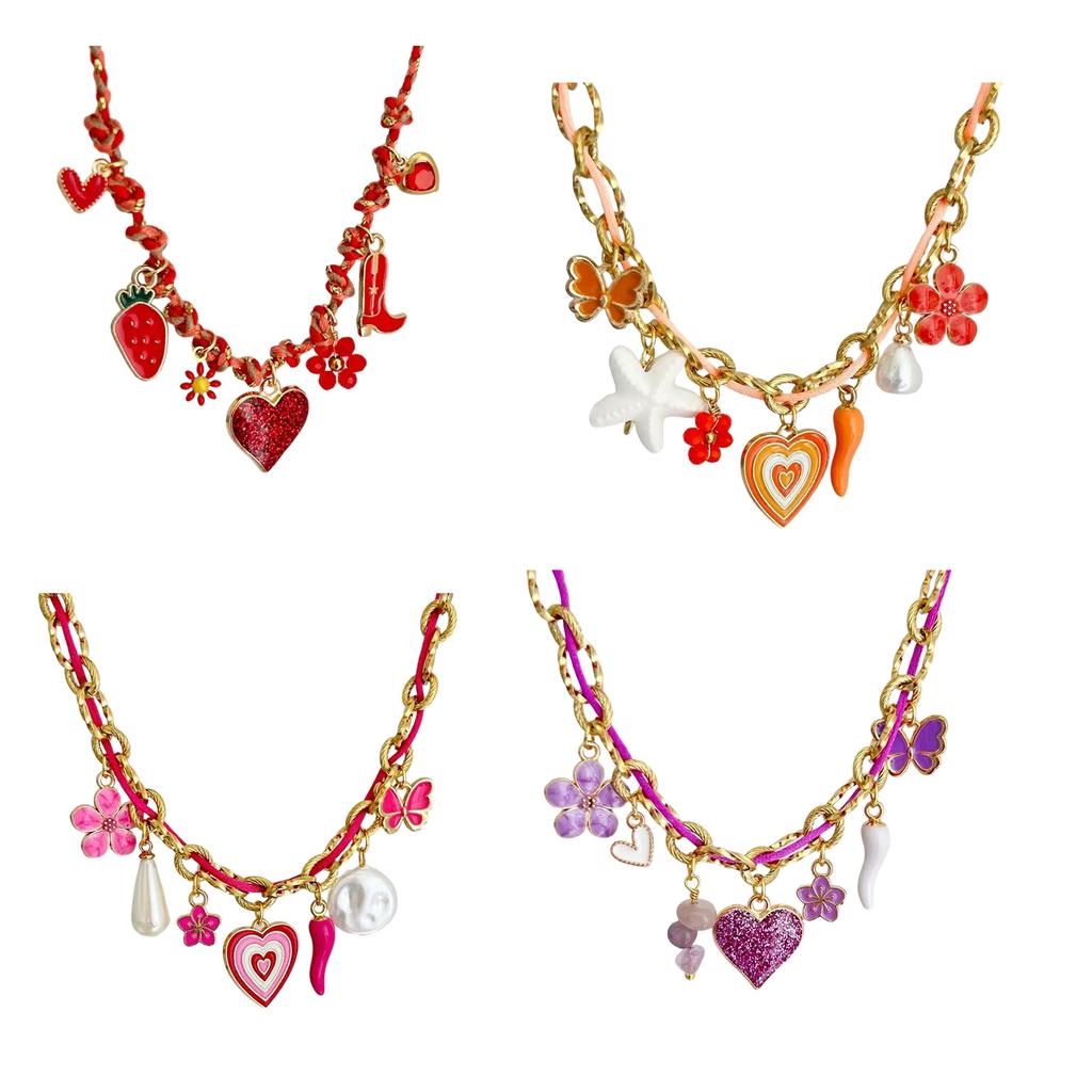 Adjustable Stainless Steel Rope Chain Necklace with Various Pendant Beach Neck Jewelry Suitable for Women and Girls